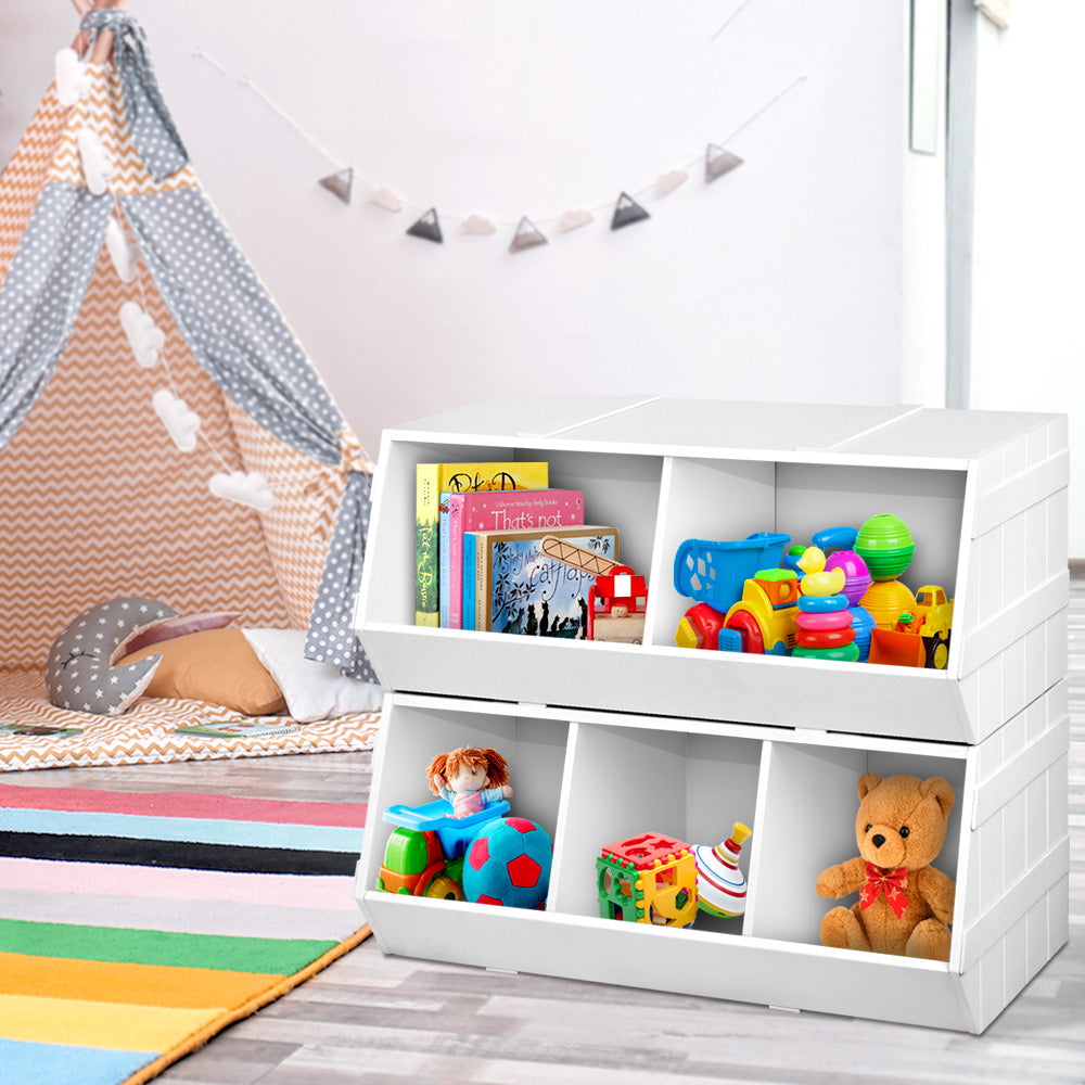 Keezi Kids Toy Box Bookshelf Storage Bookcase Organiser Display Stackable - TRENDZ