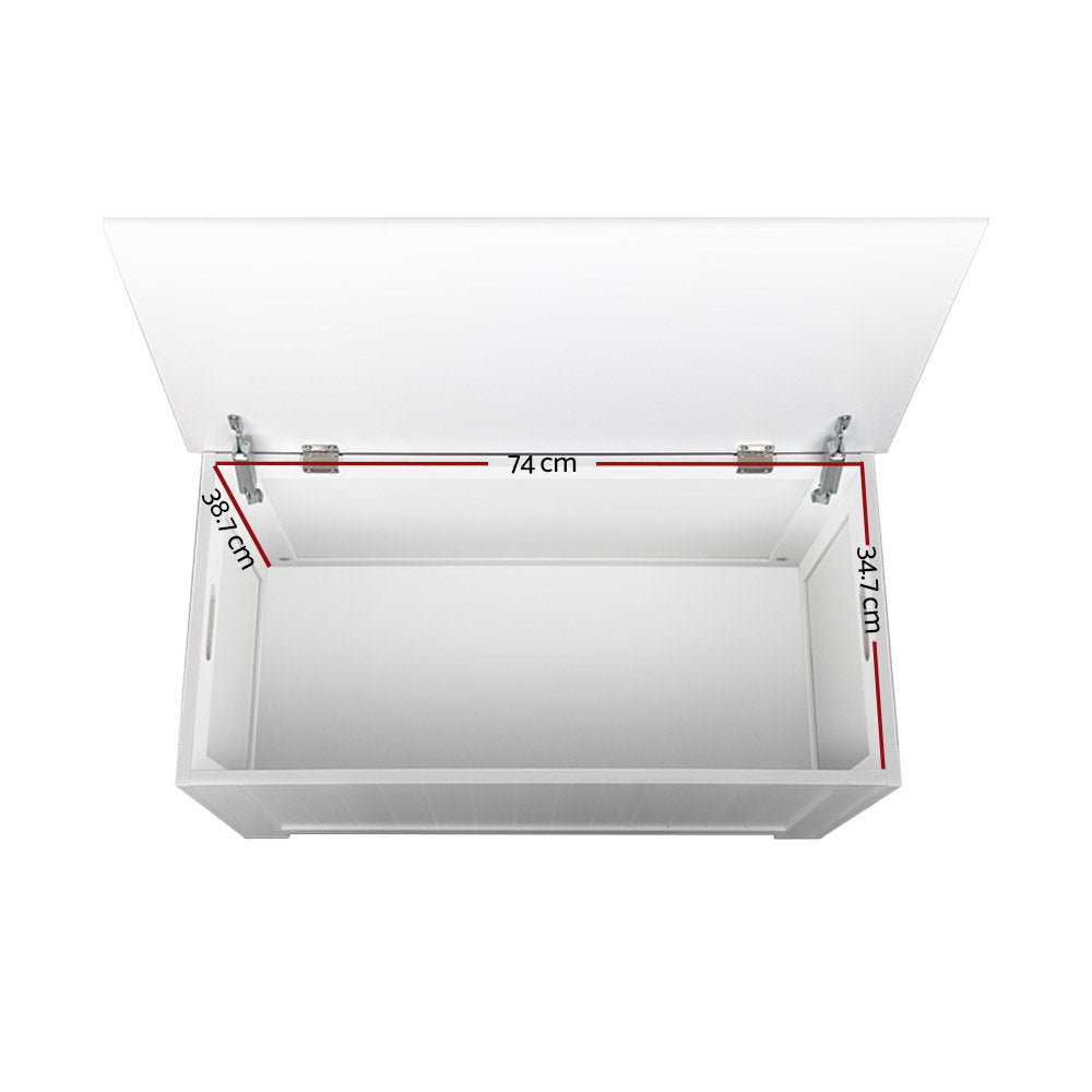 Keezi Kids Toy Box Chest Storage Blanket Children Clothes Room Organiser White - TRENDZ