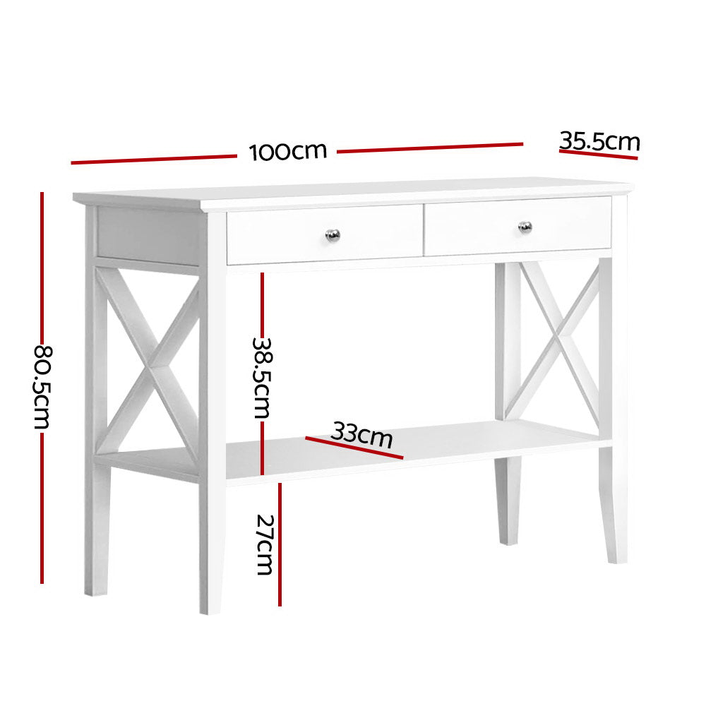 Artiss Console Table 2 Drawers 100CM White Chole - TRENDZ