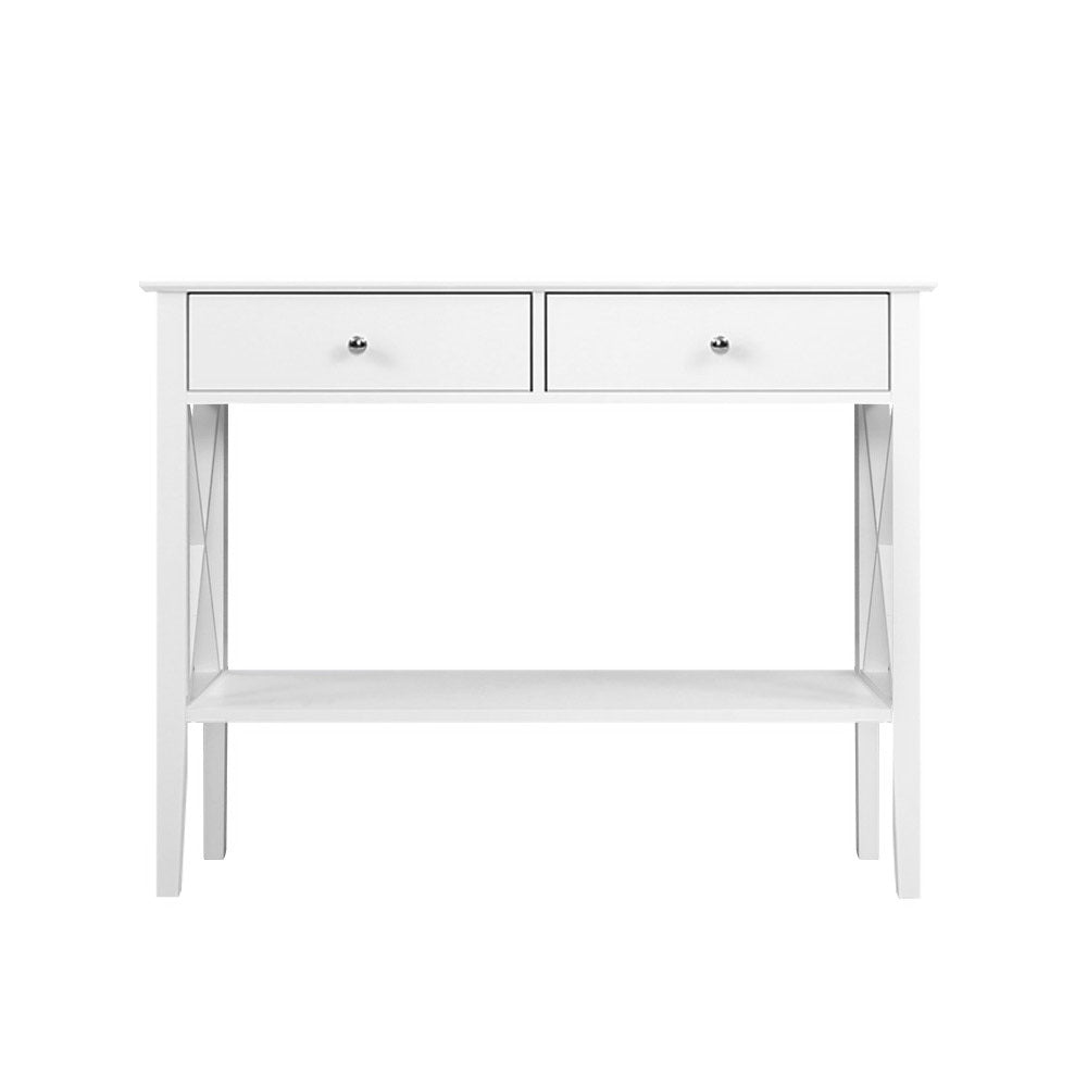 Artiss Console Table 2 Drawers 100CM White Chole - TRENDZ