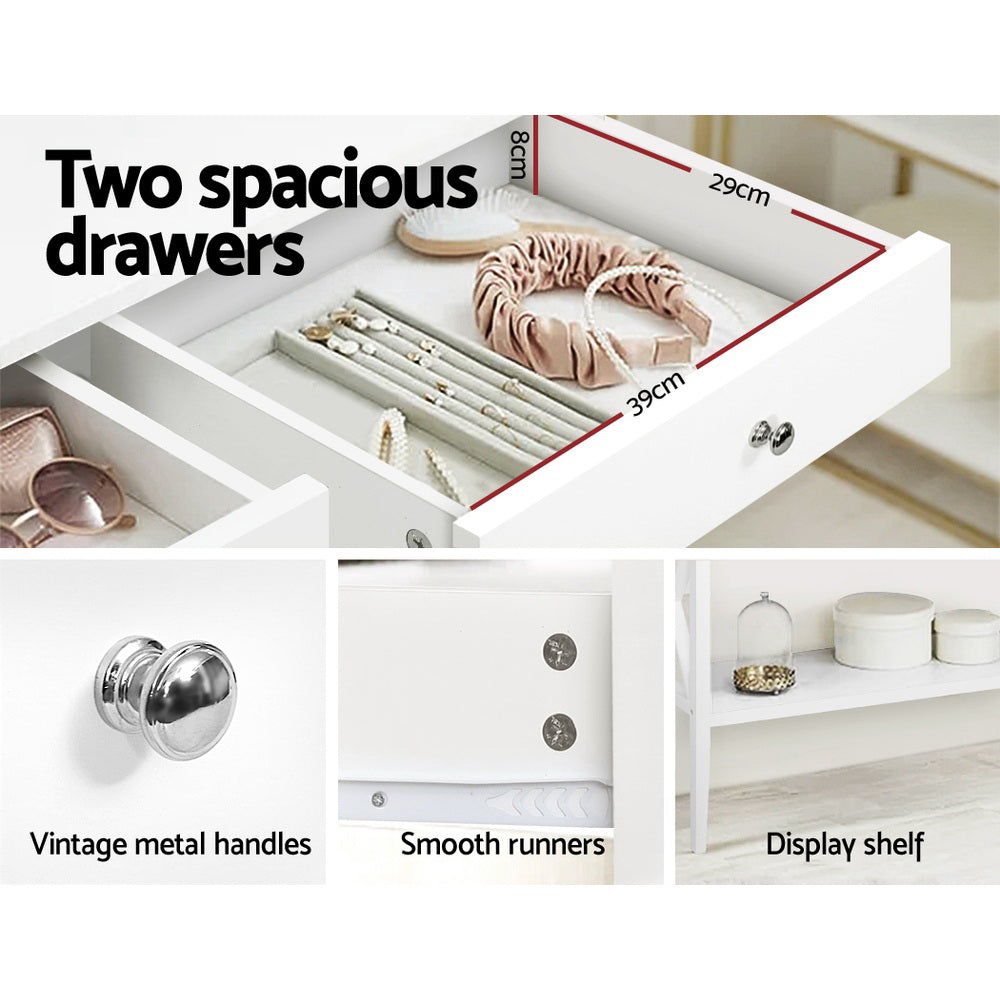 Artiss Console Table 2 Drawers 100CM White Chole - TRENDZ