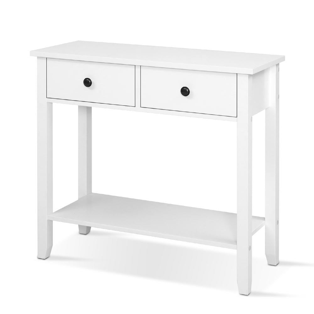 Artiss Console Table 2 Drawers 80CM White Chole - TRENDZ