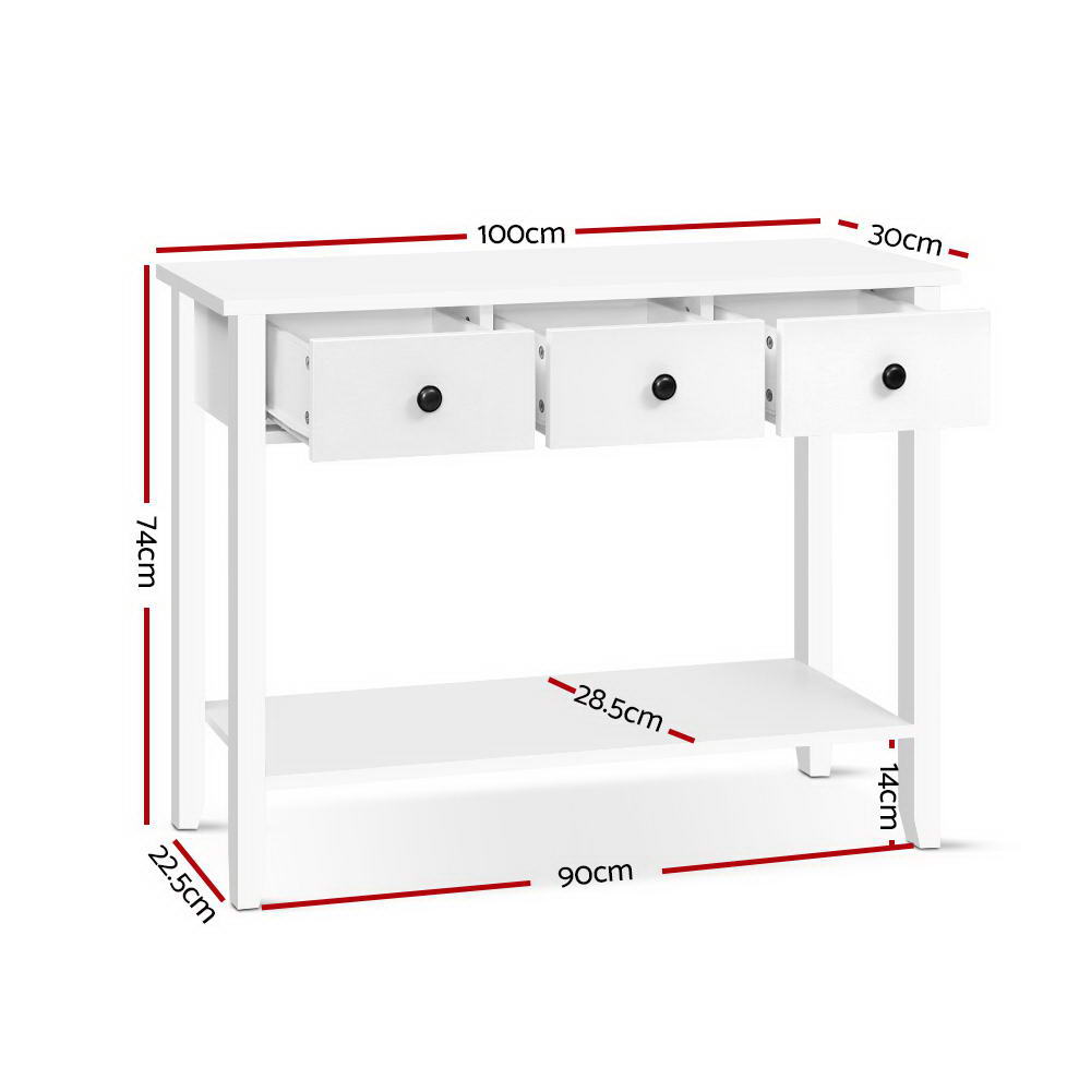 Artiss Console Table 3 Drawers 100CM White Chole - TRENDZ