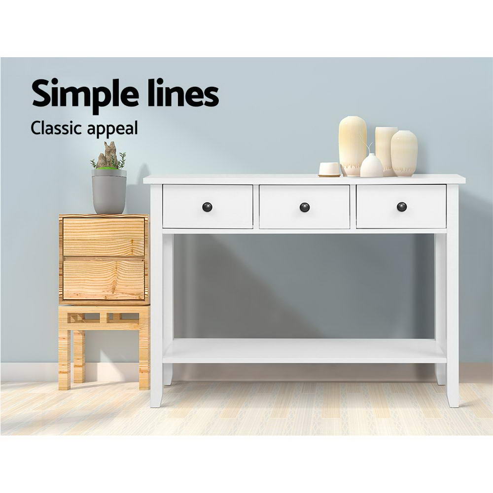 Artiss Console Table 3 Drawers 100CM White Chole - TRENDZ