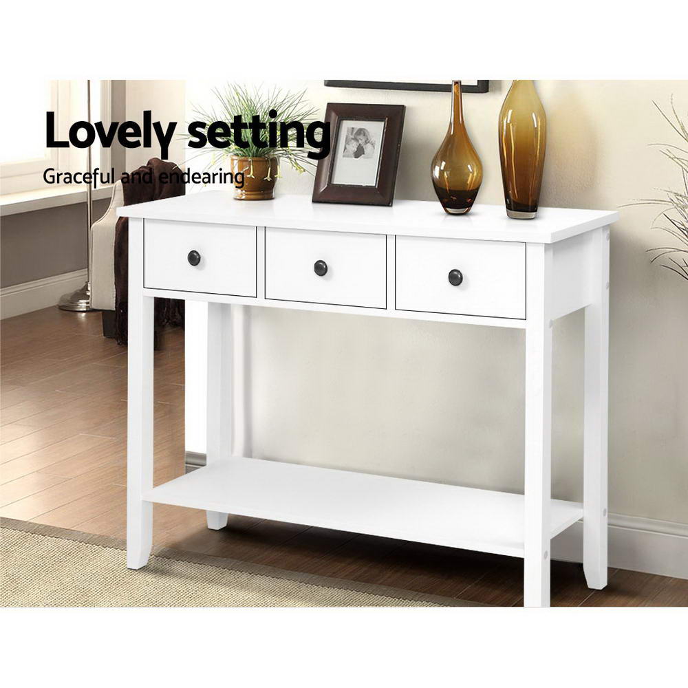 Artiss Console Table 3 Drawers 100CM White Chole - TRENDZ