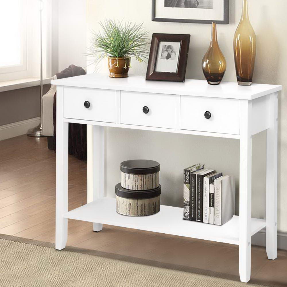 Artiss Console Table 3 Drawers 100CM White Chole - TRENDZ