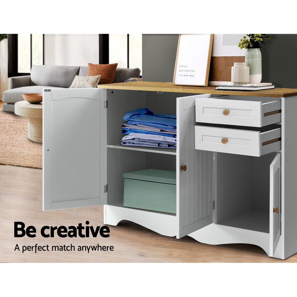 Artiss Buffet Sideboard 3 Doors - BERNE White - TRENDZ