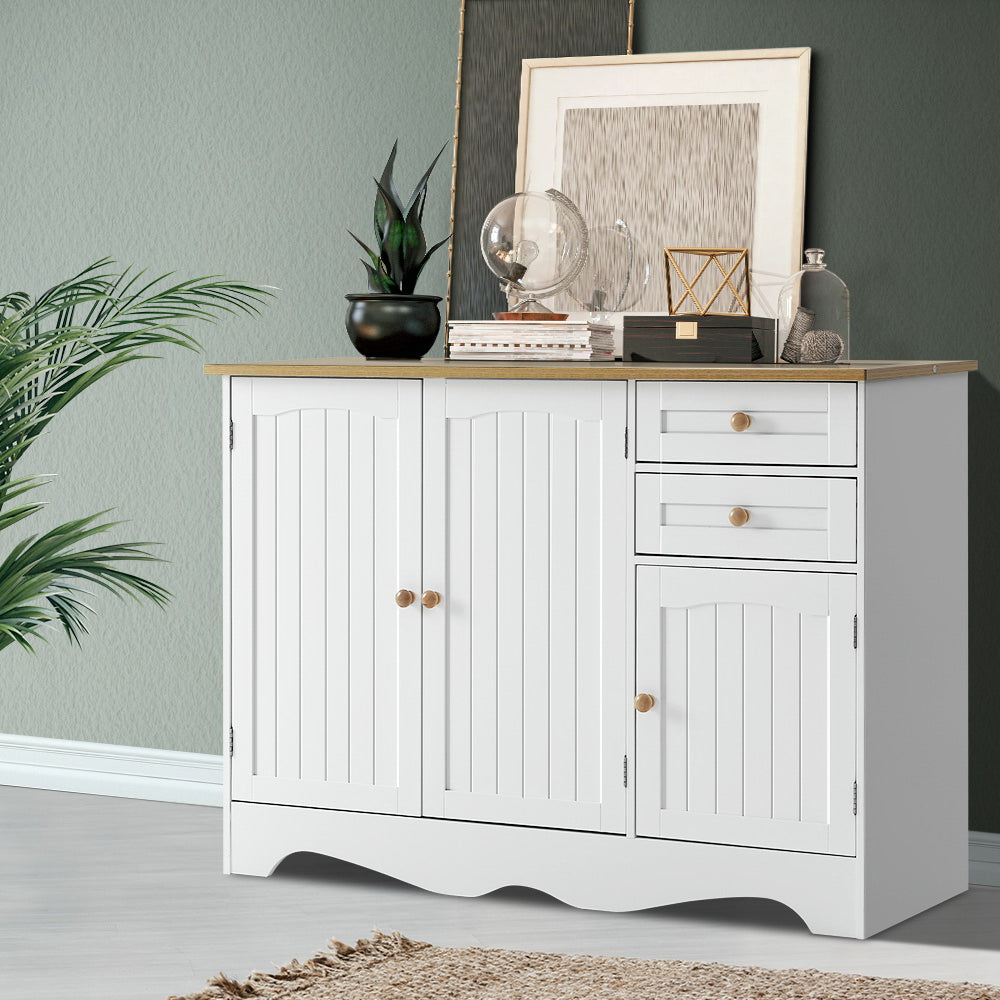 Artiss Buffet Sideboard 3 Doors - BERNE White - TRENDZ