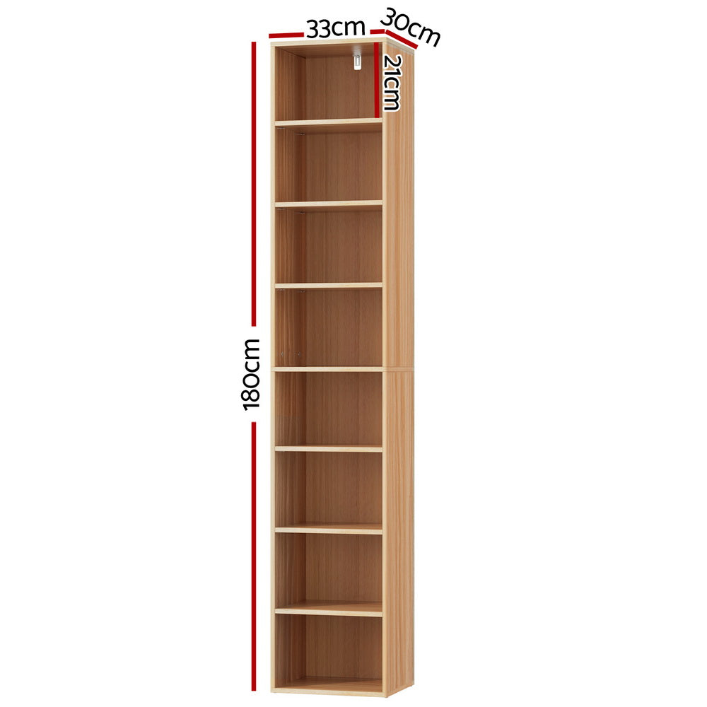 Artiss Bookshelf 8 Tiers MILO Pine - TRENDZ