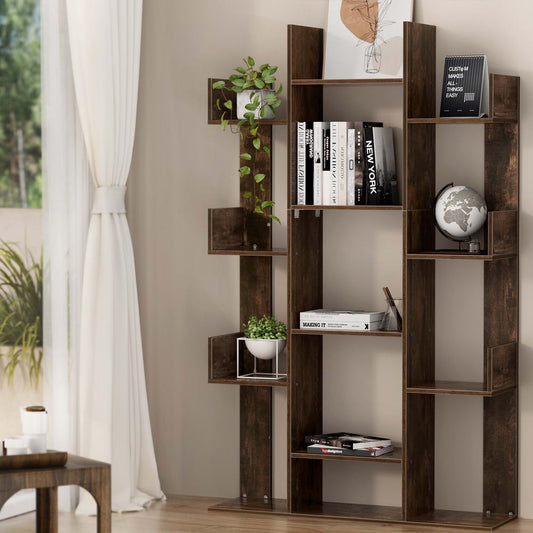 Artiss Tree-Shaped Bookshelf ROMI Walnut - TRENDZ