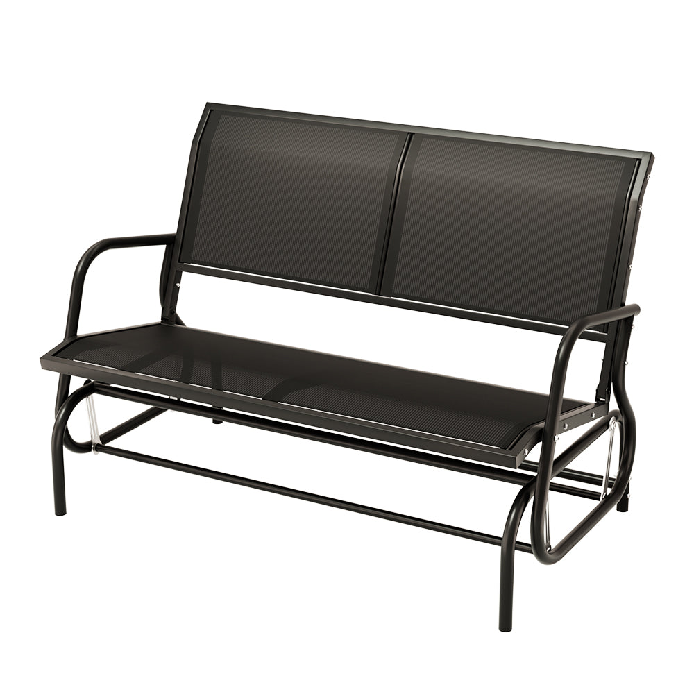 Gardeon Outdoor Garden Bench Seat Swing Glider Rocking 2 Seater Patio Furniture Black - TRENDZ