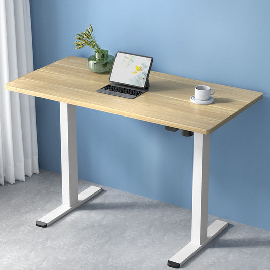 Artiss Standing Desk Motorised Sit Stand Desks White Oak 120CM - TRENDZ