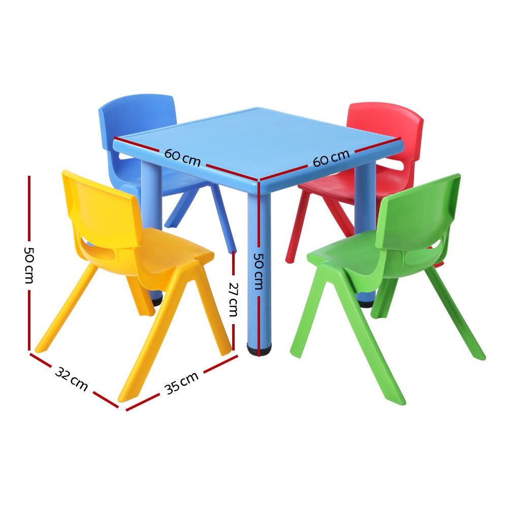 Keezi 5PCS Kids Table and Chairs Set Children Study Desk Furniture Plastic 4 Chairs - TRENDZ