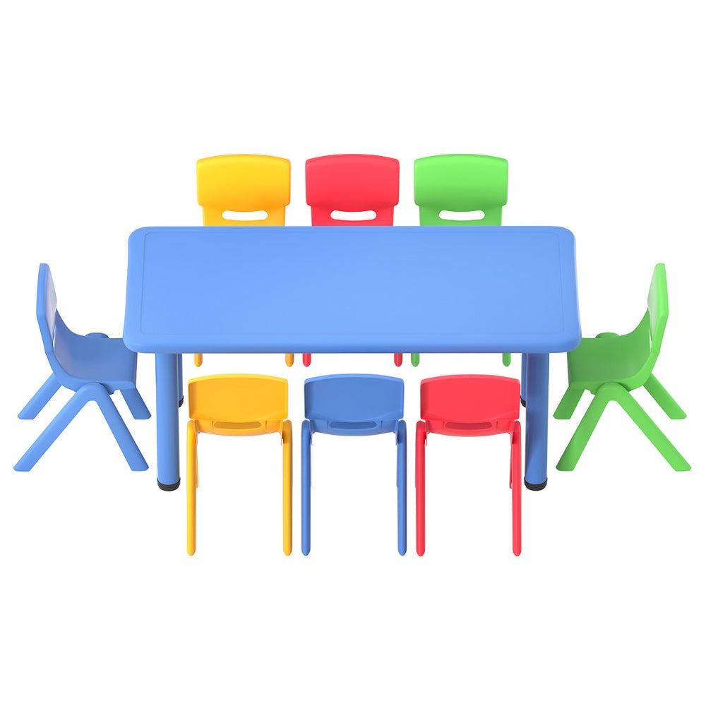 Keezi 9PCS Kids Table and Chairs Set Children Study Desk Furniture Plastic 8 Chairs - TRENDZ