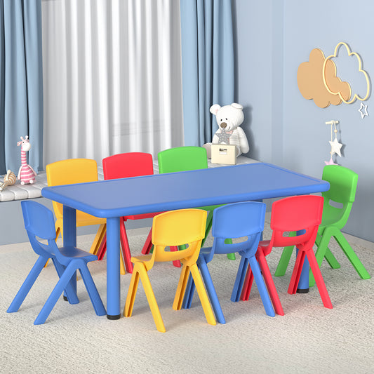 Keezi 9PCS Kids Table and Chairs Set Children Study Desk Furniture Plastic 8 Chairs - TRENDZ