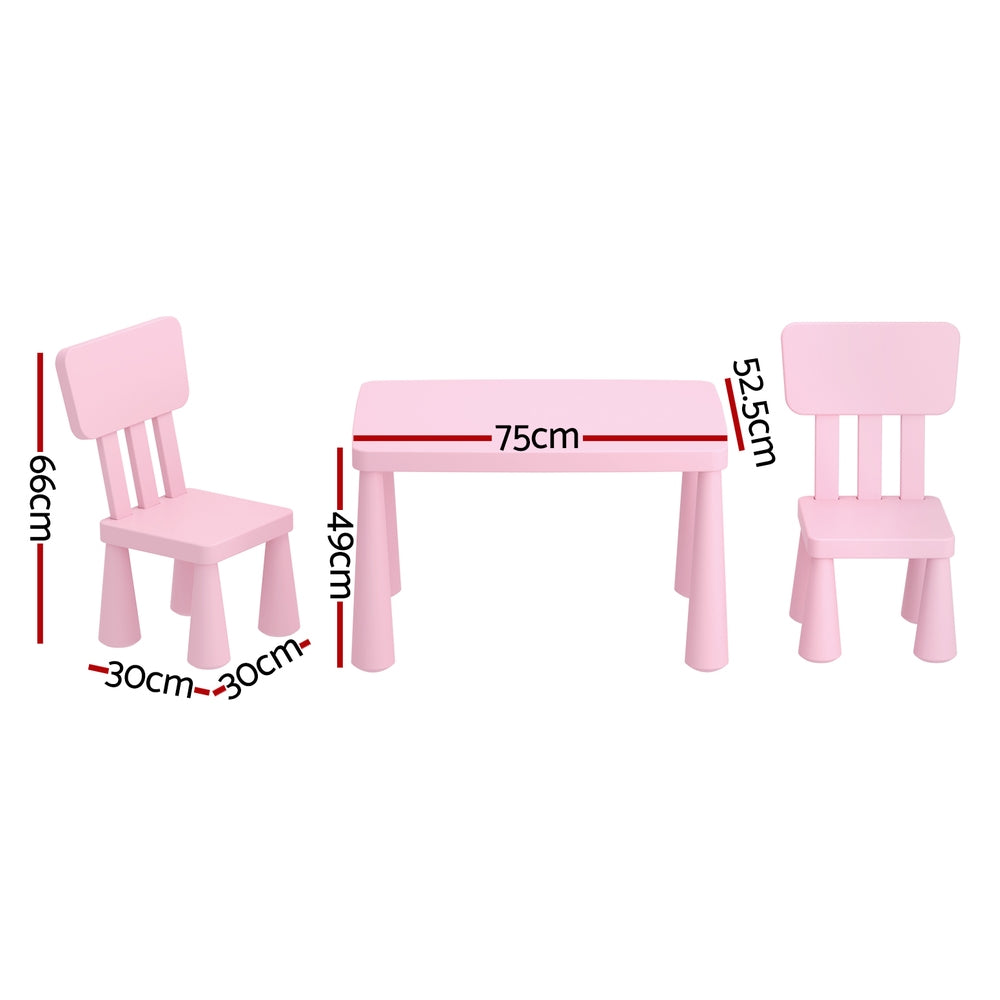 1 Keezi Kids Table and 2 Chairs Set Pink - TRENDZ