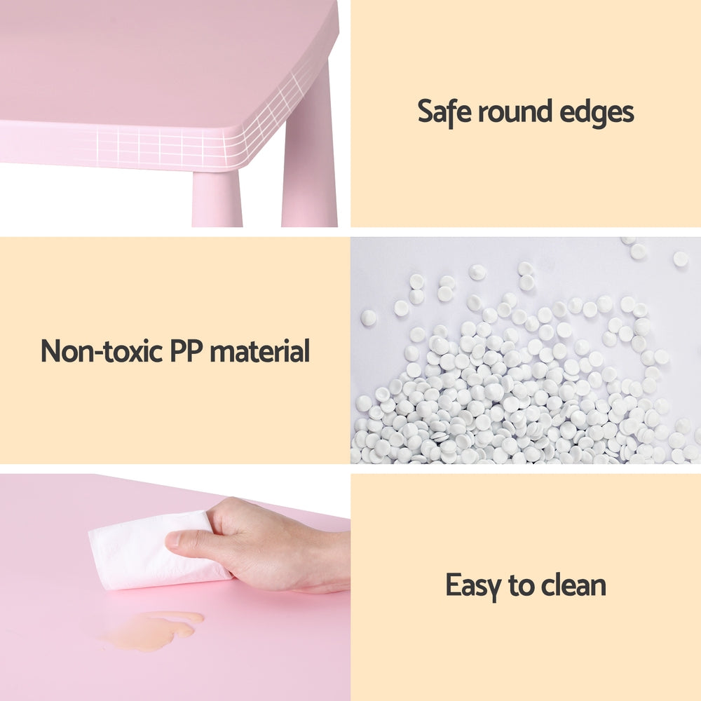 1 Keezi Kids Table and 2 Chairs Set Pink - TRENDZ