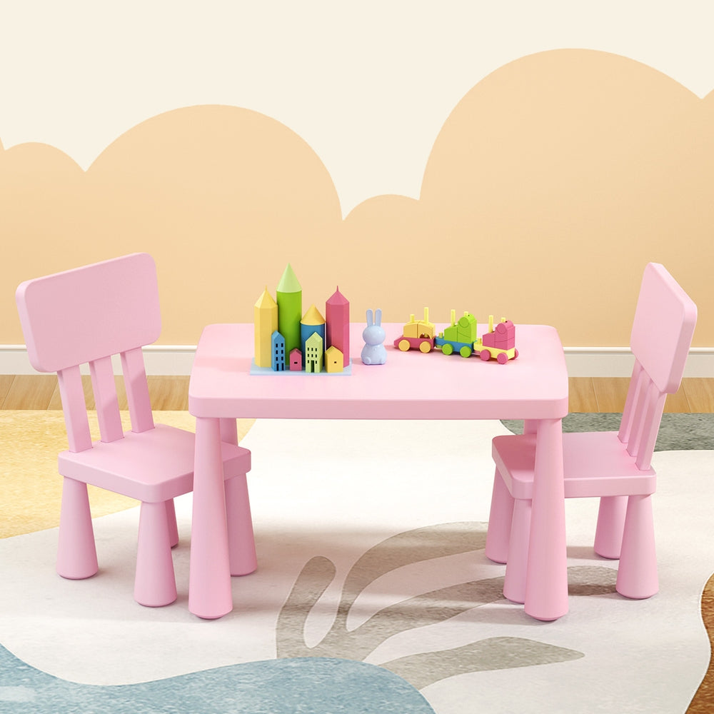 1 Keezi Kids Table and 2 Chairs Set Pink - TRENDZ