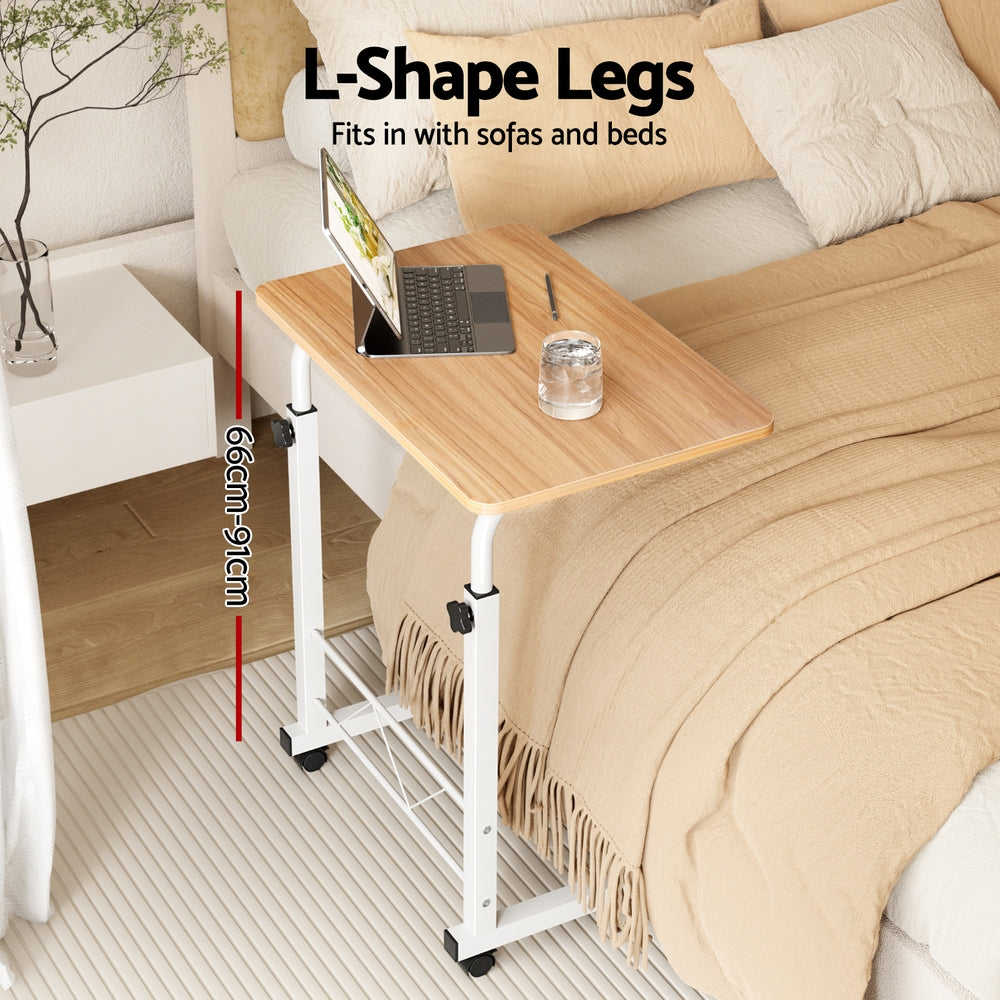 Artiss Laptop Desk Table Adjustable 60CM Light Wood - TRENDZ