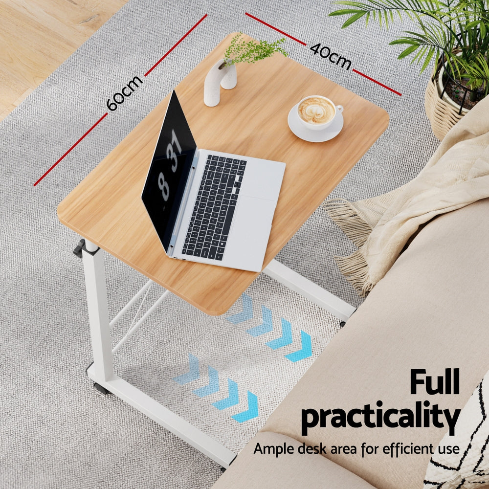 Artiss Laptop Desk Table Adjustable 60CM Light Wood - TRENDZ