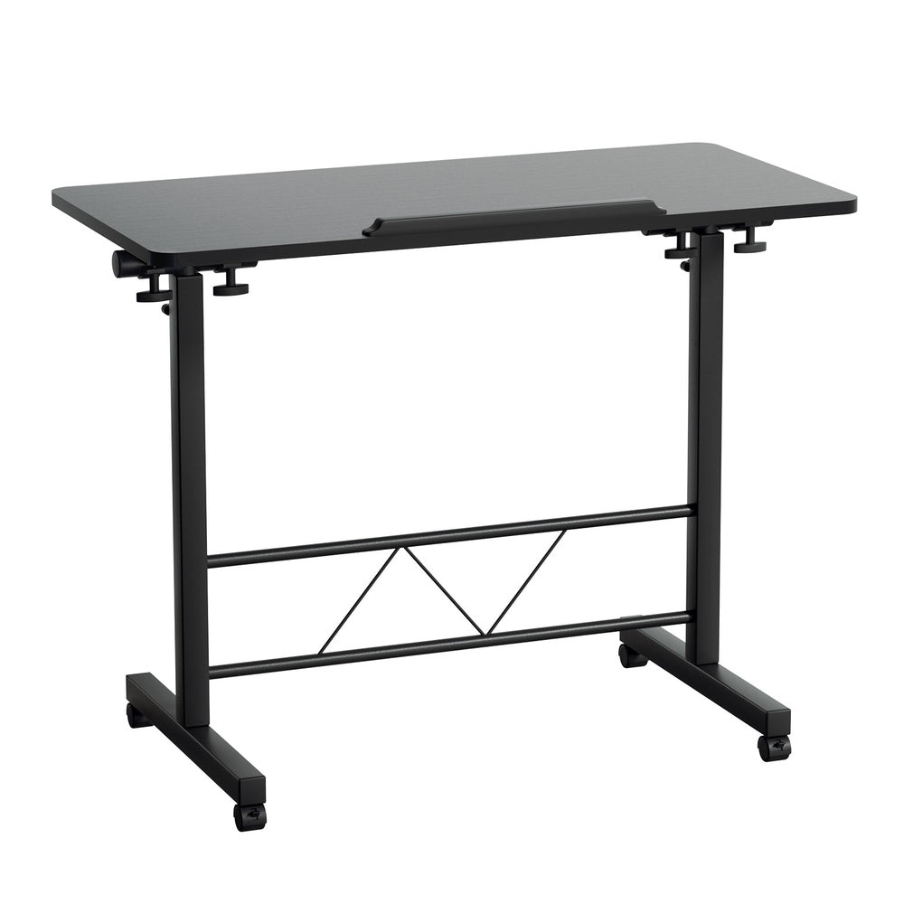 Artiss Laptop Desk Table Height Adjustable Wooden Bed Side Tables 80CM Black - TRENDZ