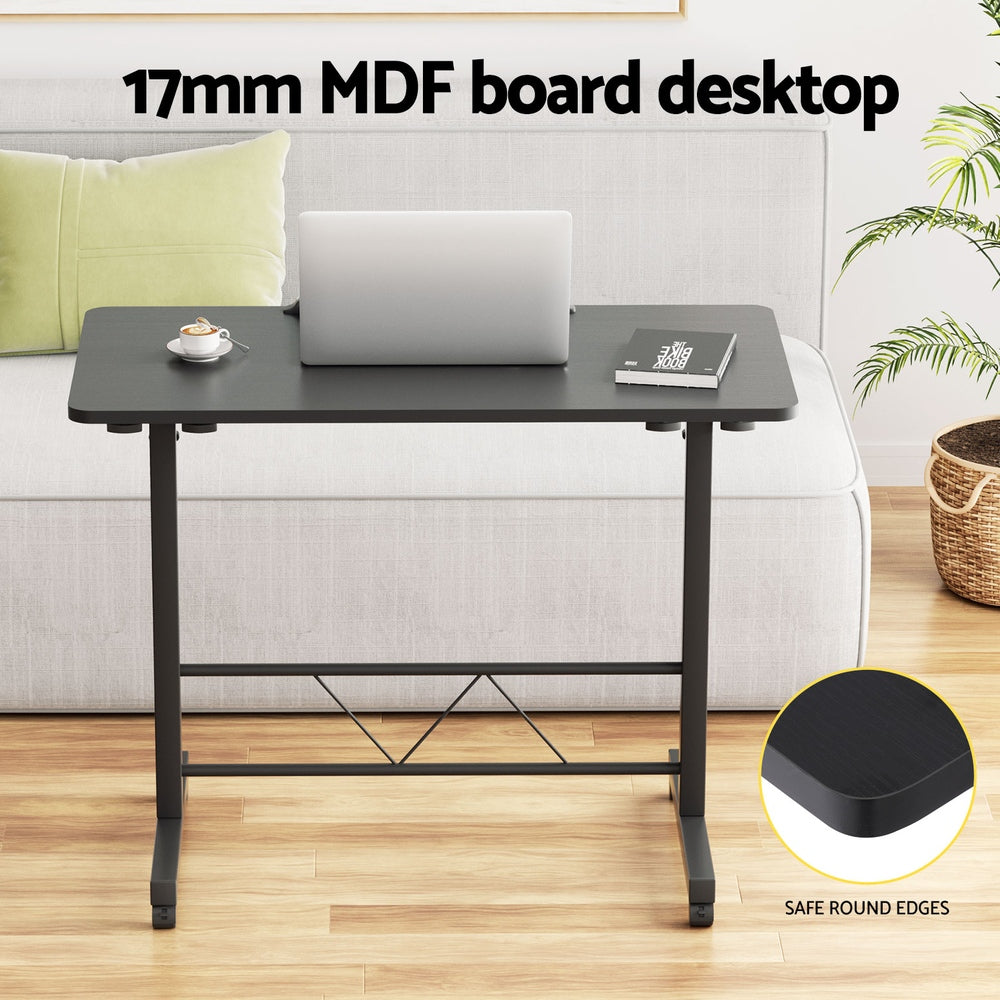 Artiss Laptop Desk Table Height Adjustable Wooden Bed Side Tables 80CM Black - TRENDZ