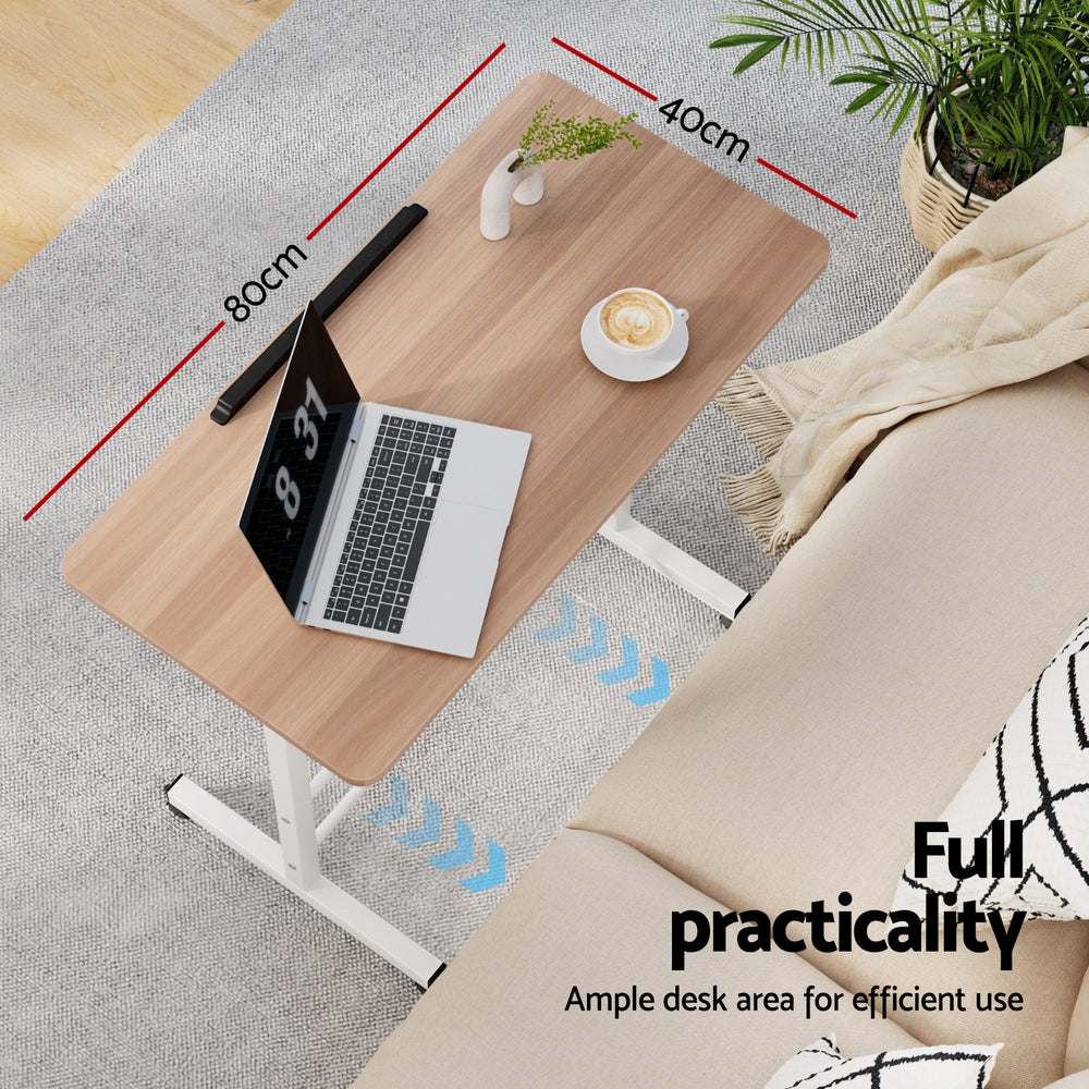 Artiss Laptop Desk Table Adjustable 80CM Light Wood - TRENDZ