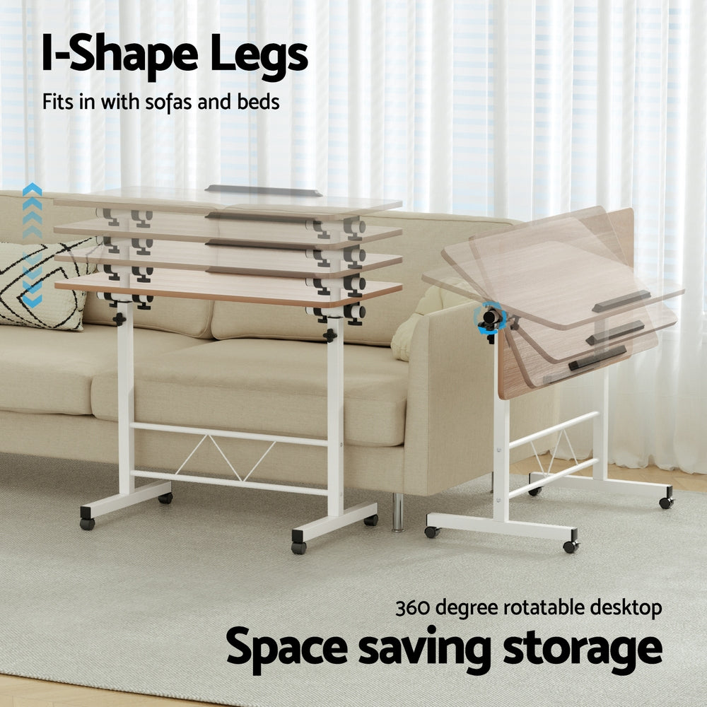 Artiss Laptop Desk Table Adjustable 80CM Light Wood - TRENDZ