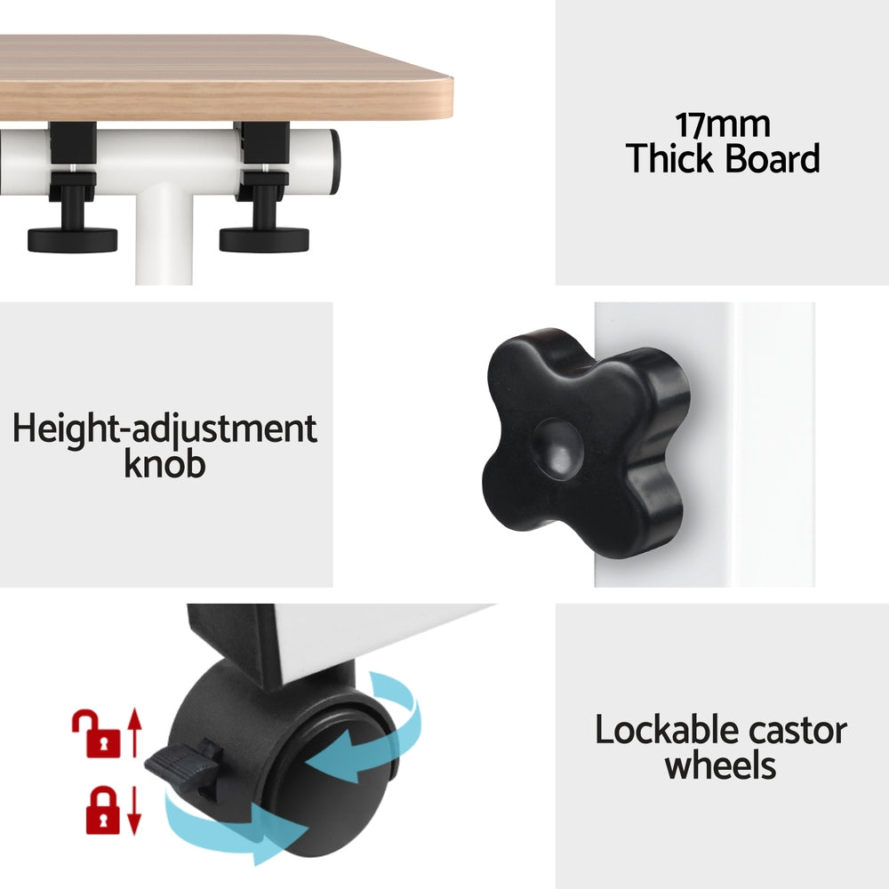 Artiss Laptop Desk Table Adjustable 80CM Light Wood - TRENDZ