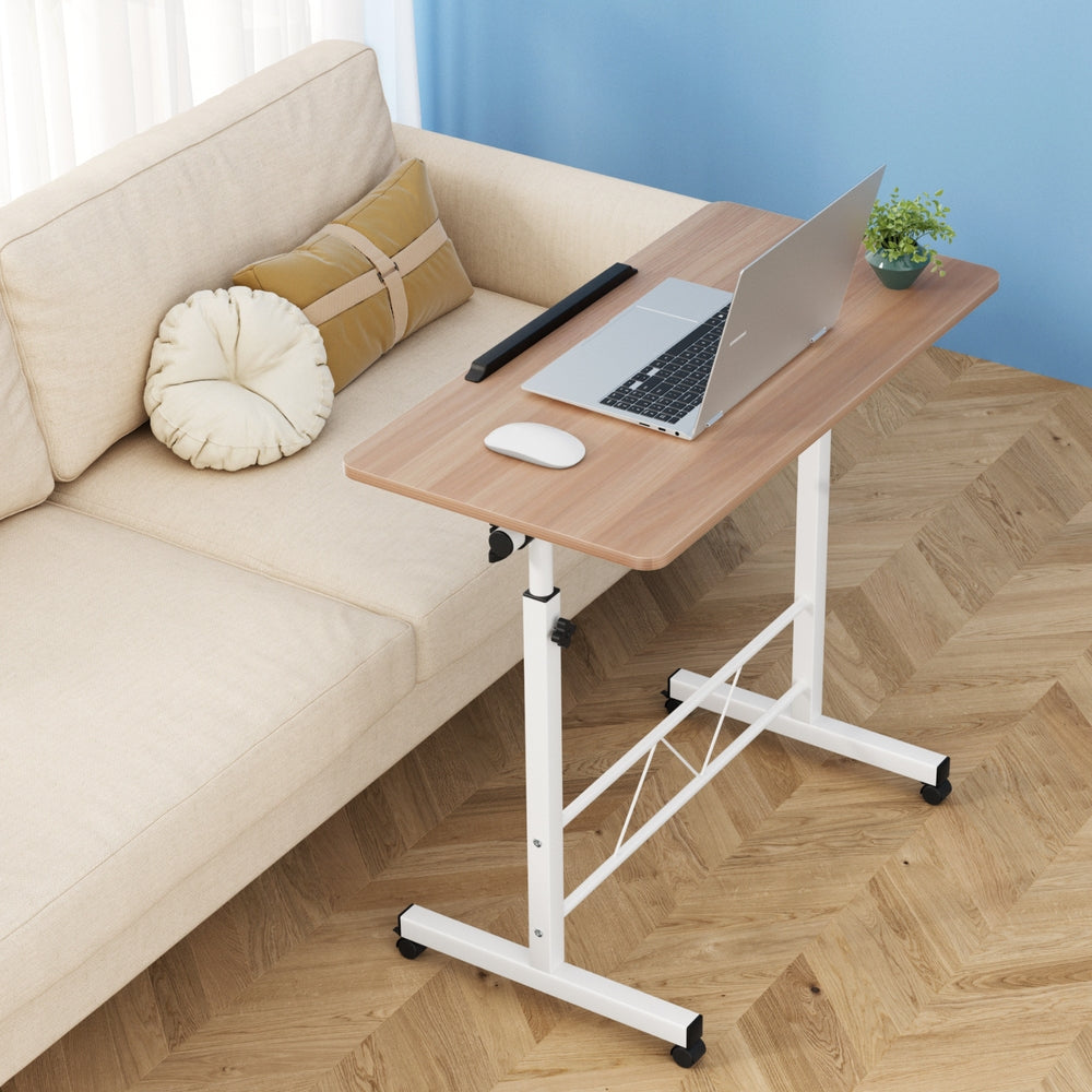 Artiss Laptop Desk Table Adjustable 80CM Light Wood - TRENDZ