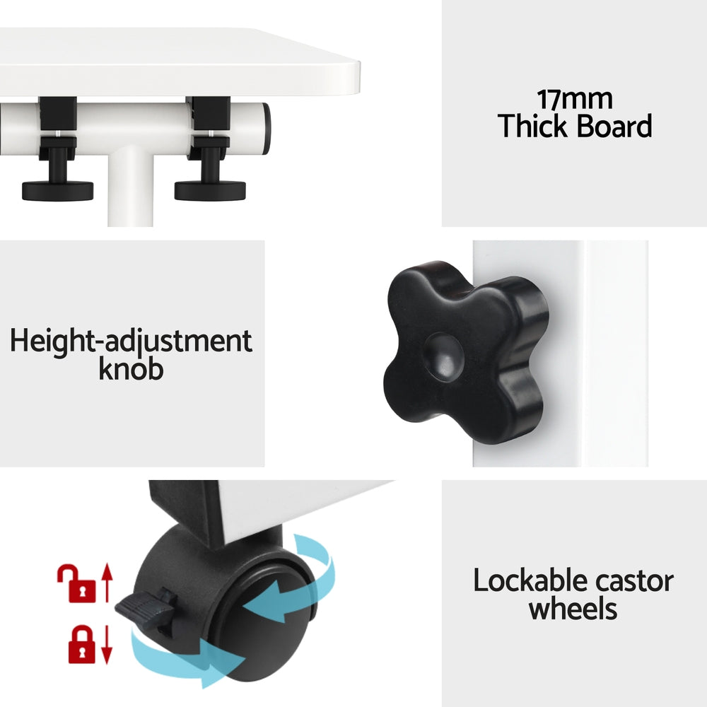 Artiss Laptop Desk Table Adjustable 80CM White - TRENDZ