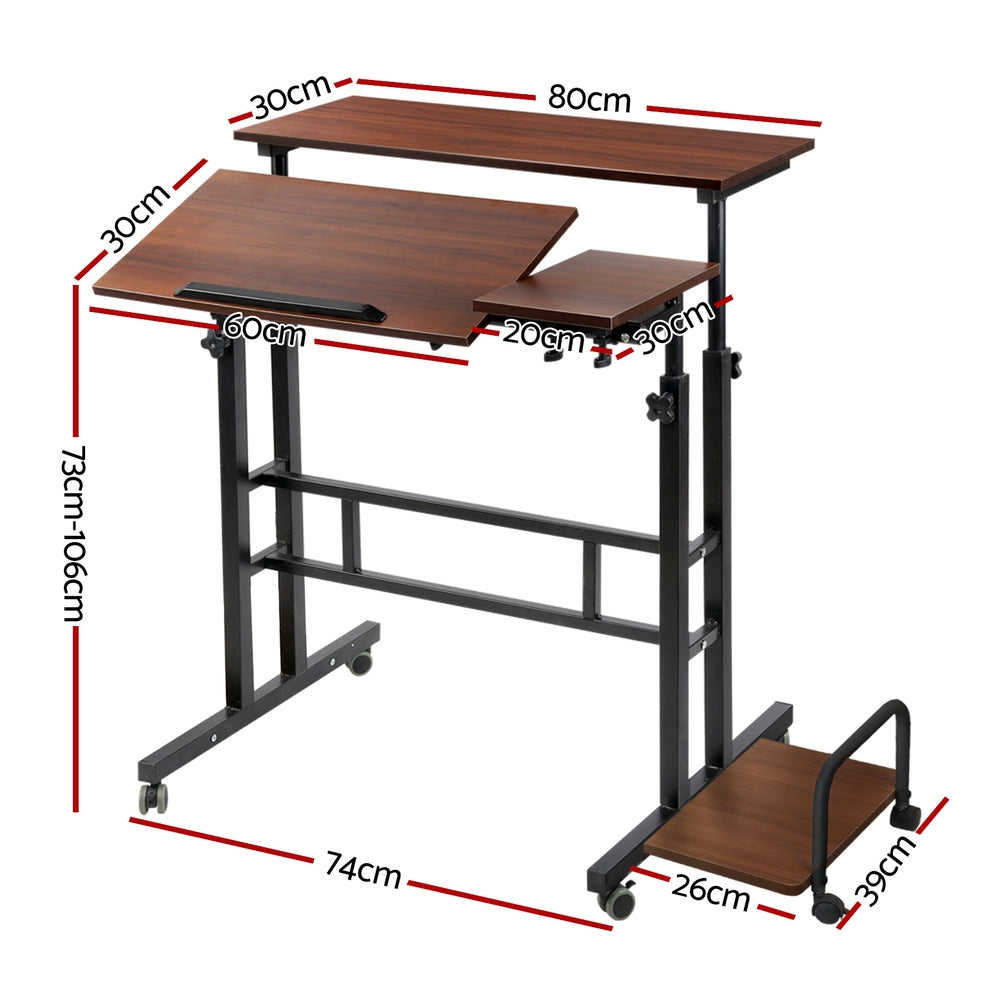 Artiss Laptop Desk Table Adjustable Dark Wood 80CM - TRENDZ