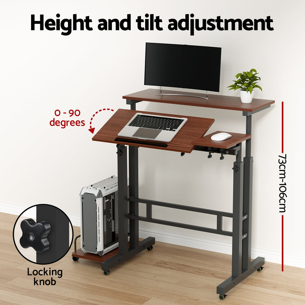 Artiss Laptop Desk Table Adjustable Dark Wood 80CM - TRENDZ