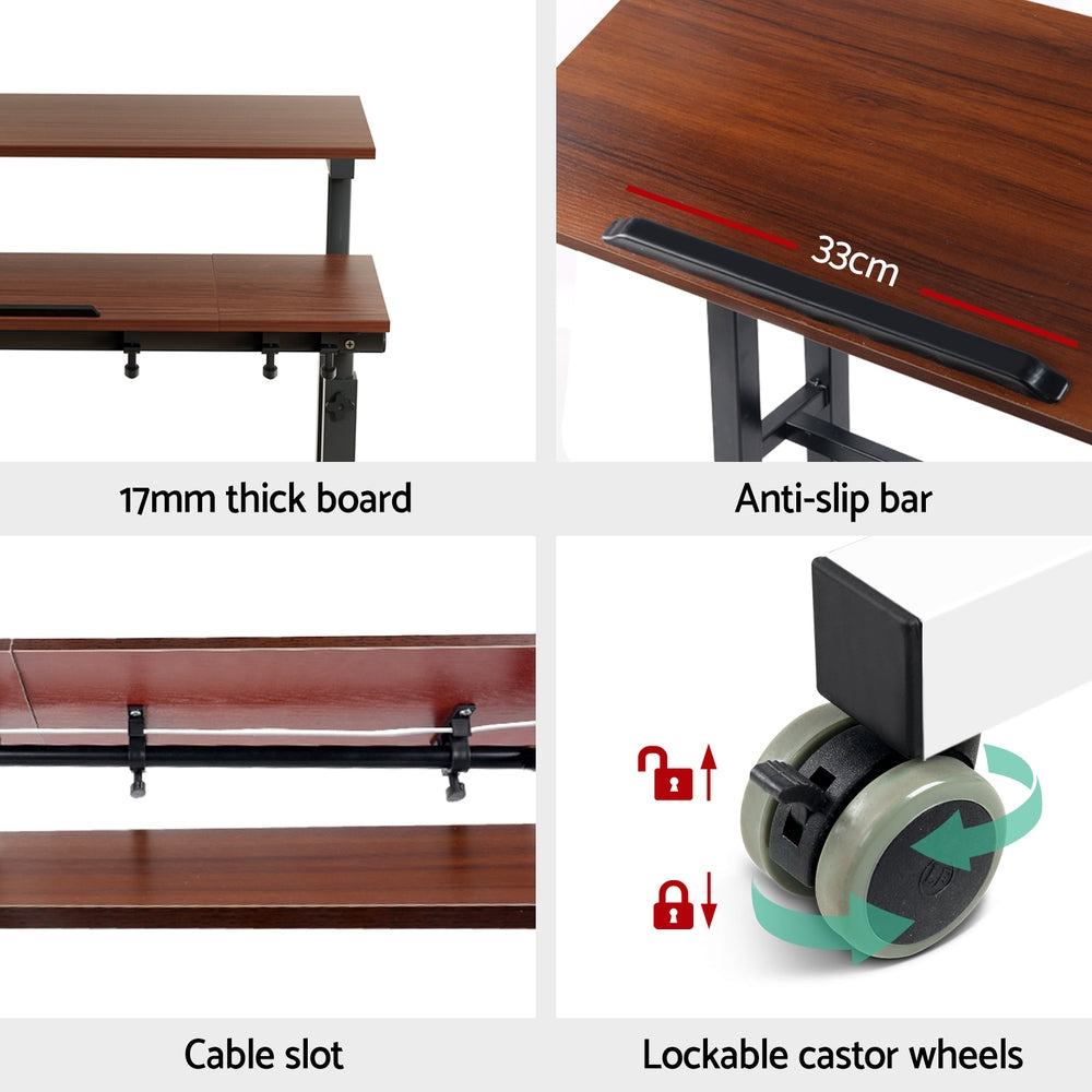 Artiss Laptop Desk Table Adjustable Dark Wood 80CM - TRENDZ