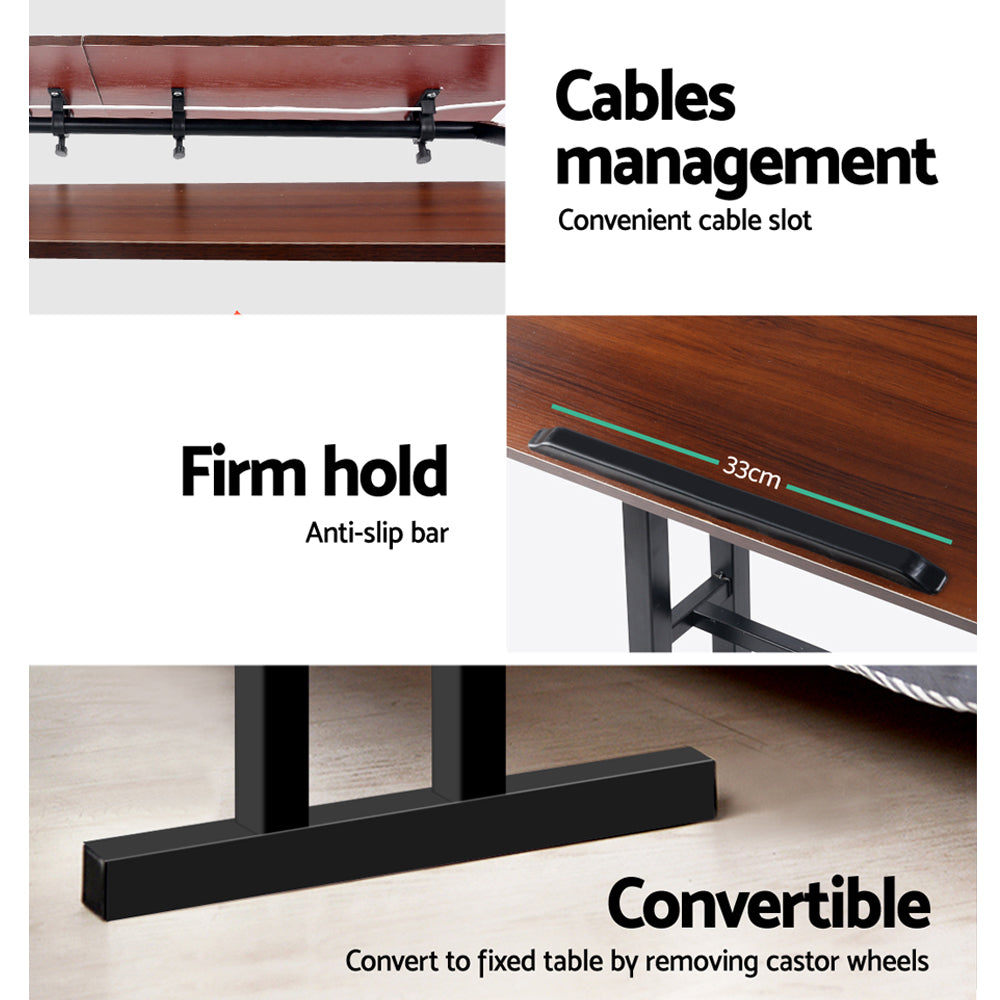 Artiss Laptop Desk Table Adjustable Dark Wood 80CM - TRENDZ