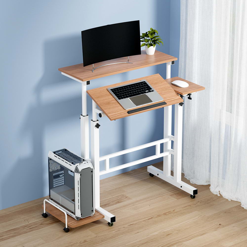 Artiss Laptop Desk Table Adjustable Light Wood 80CM - TRENDZ