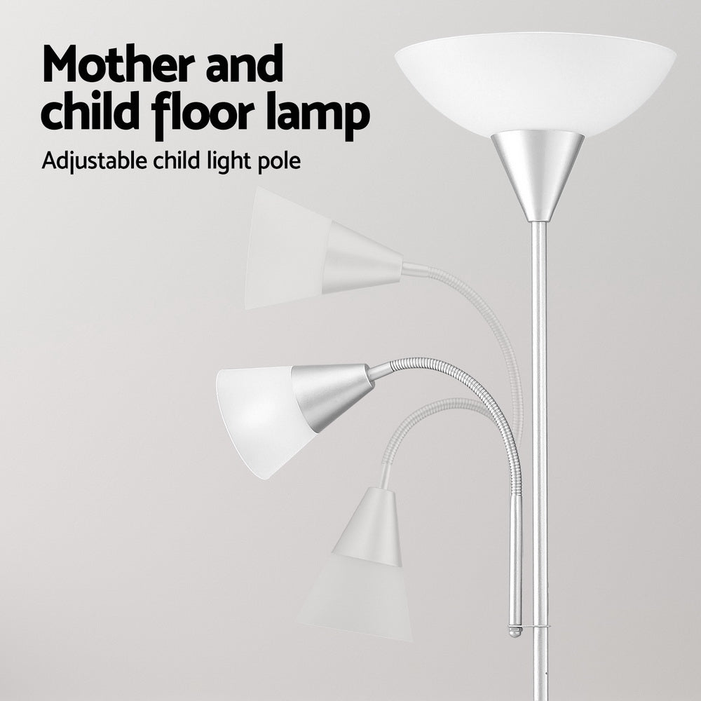 Artiss Floor Lamp Mother and Child Modern Home Living Room Office Reading Silver - TRENDZ