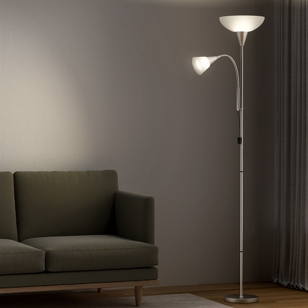 Artiss Floor Lamp Mother and Child Modern Home Living Room Office Reading Silver - TRENDZ