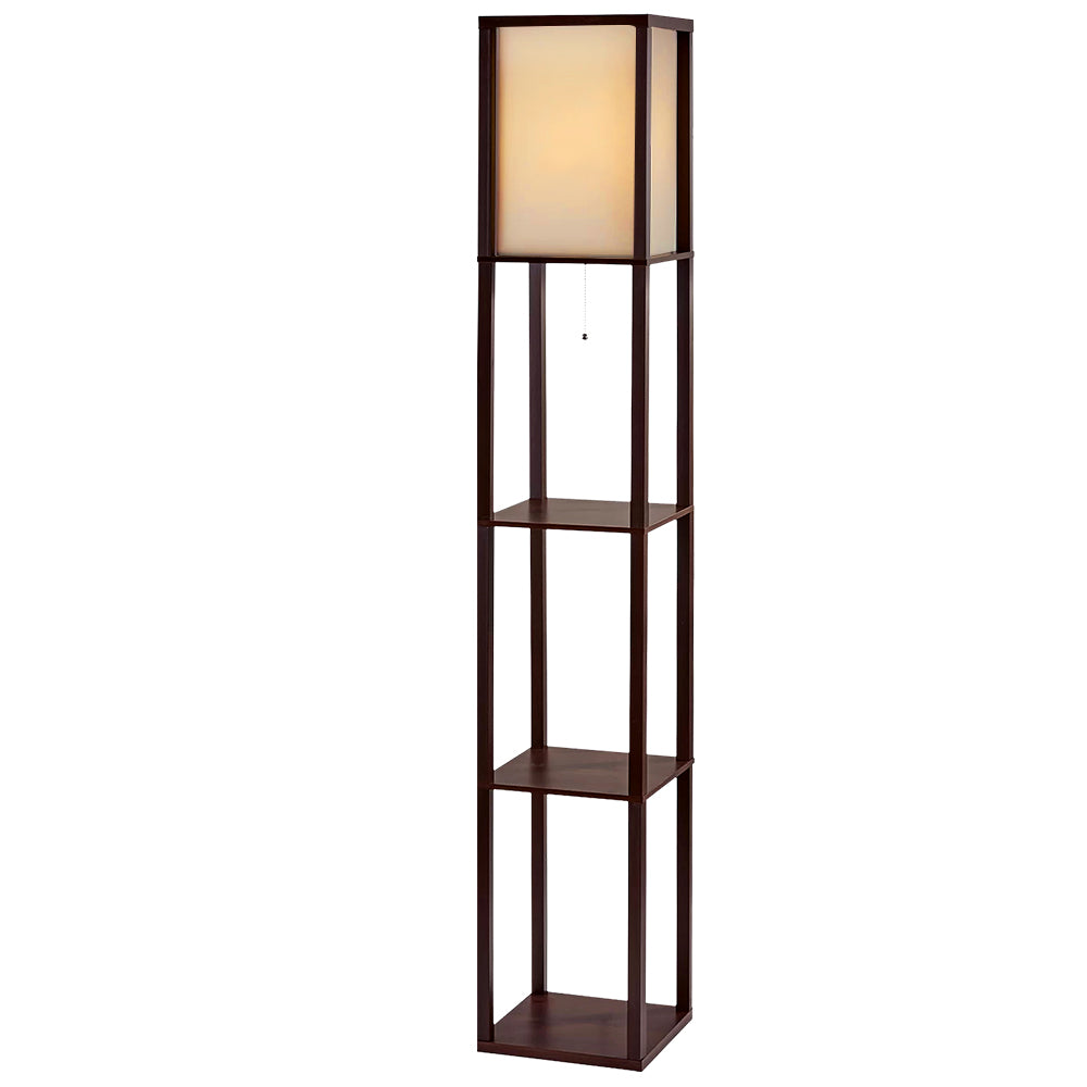 Artiss 3-Tier Shelf Floor Lamp with LED Light Stand – Vintage Brown