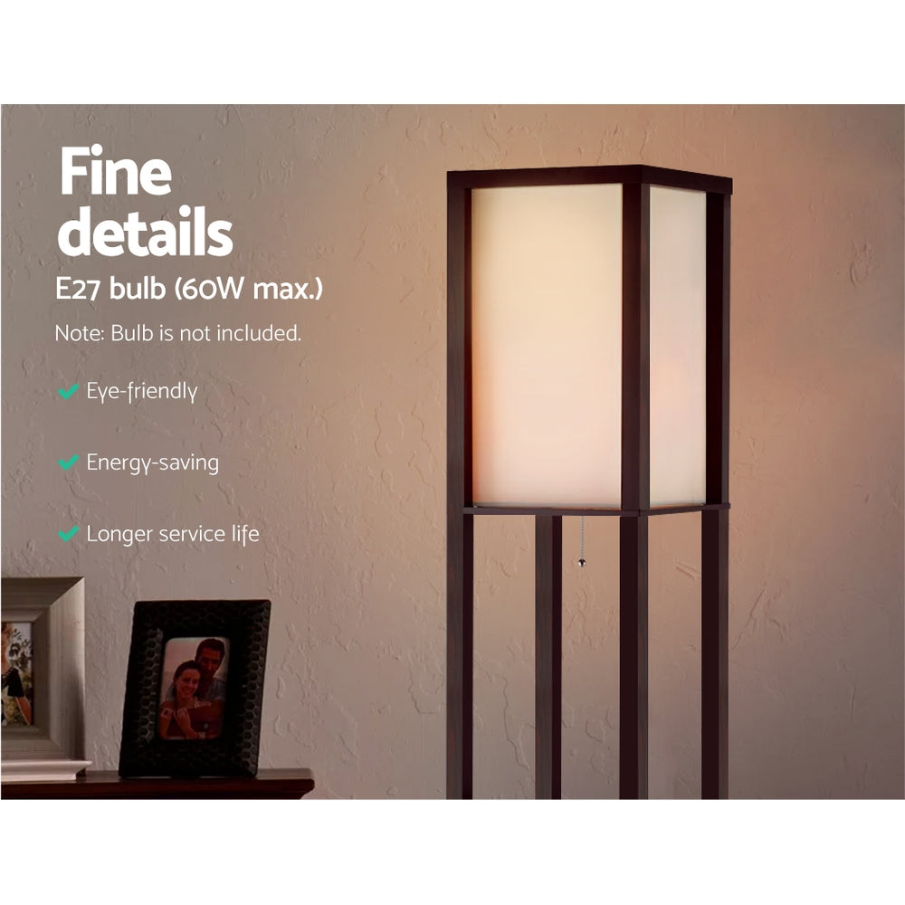 Artiss 3-Tier Shelf Floor Lamp with LED Light Stand – Vintage Brown