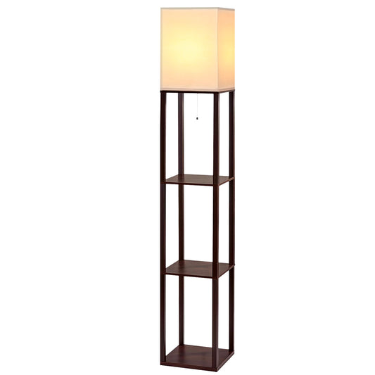 Artiss Floor Lamp 3 Tier Shelf Storage LED Light Stand Home Room Vintage White - TRENDZ