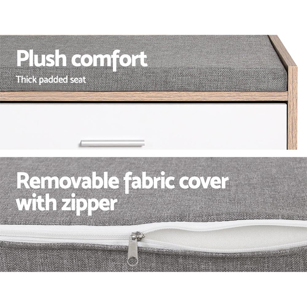 Artiss Shoe Rack Cabinet Bench 8 Pairs White Niva - TRENDZ
