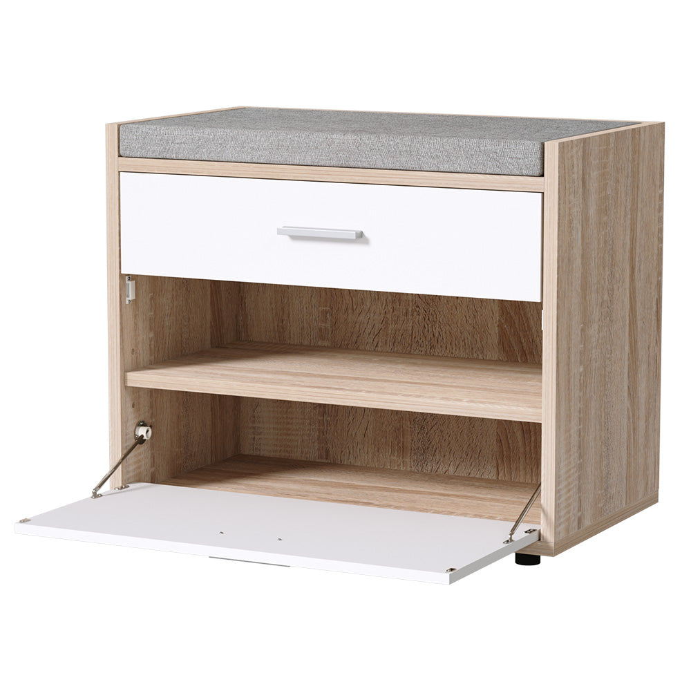 Artiss Shoe Rack Cabinet Bench 8 Pairs White Niva - TRENDZ