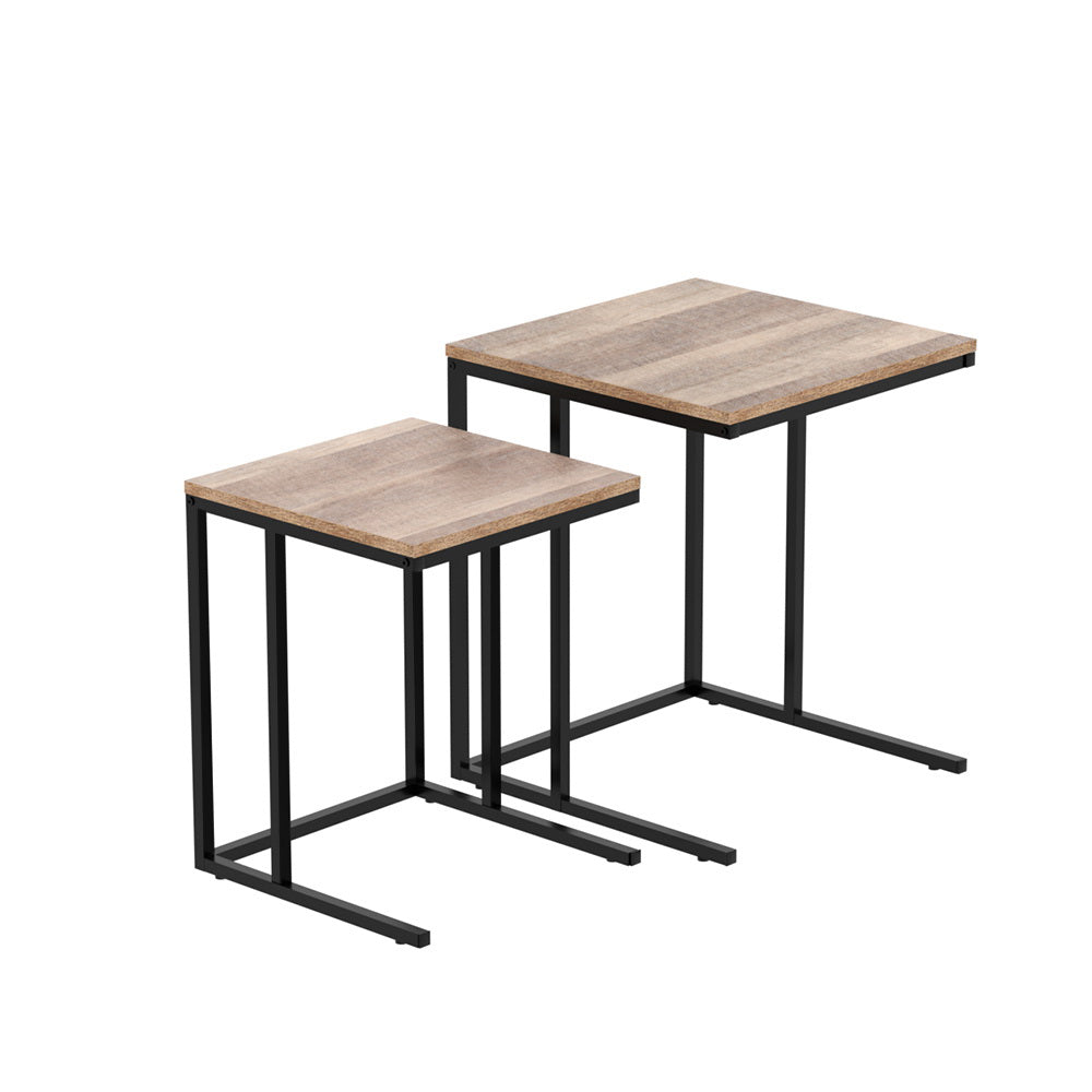 Artiss Nesting Coffee Table Sef of 2 Walnut Brok - TRENDZ