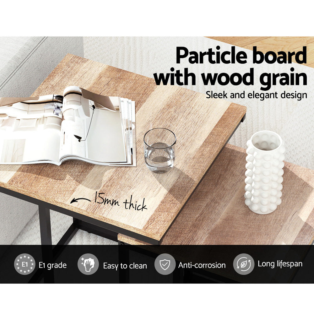 Artiss Nesting Coffee Table Sef of 2 Walnut Brok - TRENDZ