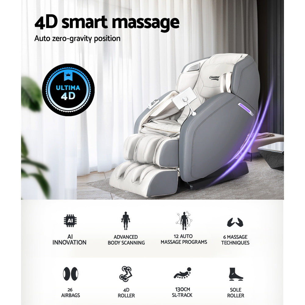 Livemor 4D Massage Chair Electric Recliner Home Massager Gary - TRENDZ
