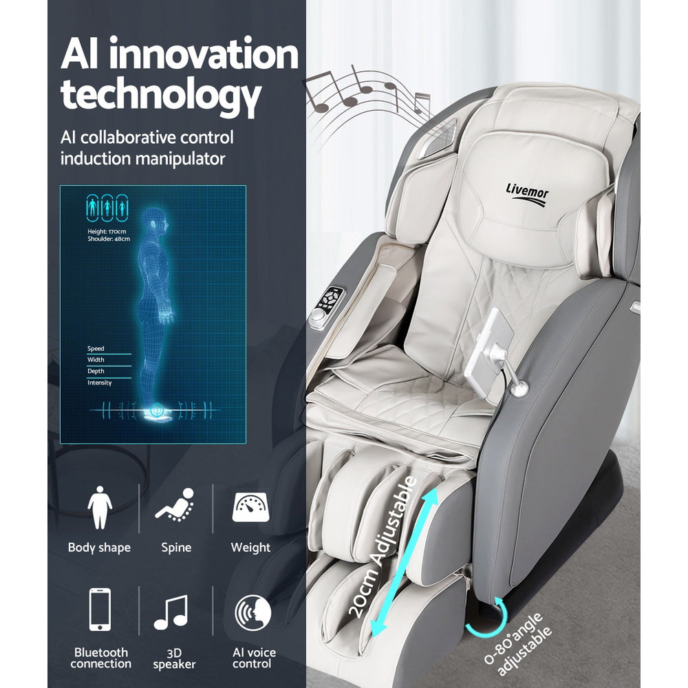 Livemor 4D Massage Chair Electric Recliner Home Massager Gary - TRENDZ