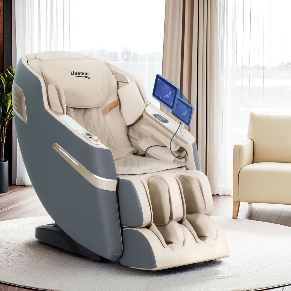 Livemor 4D Massage Chair Electric Recliner Home Massager Gray Sina - TRENDZ
