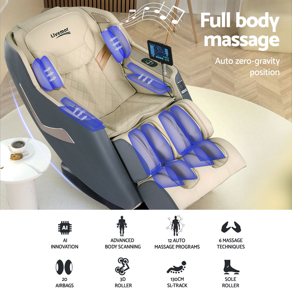 Livemor Massage Chair Electric Recliner Home Massager 3D Opal - TRENDZ
