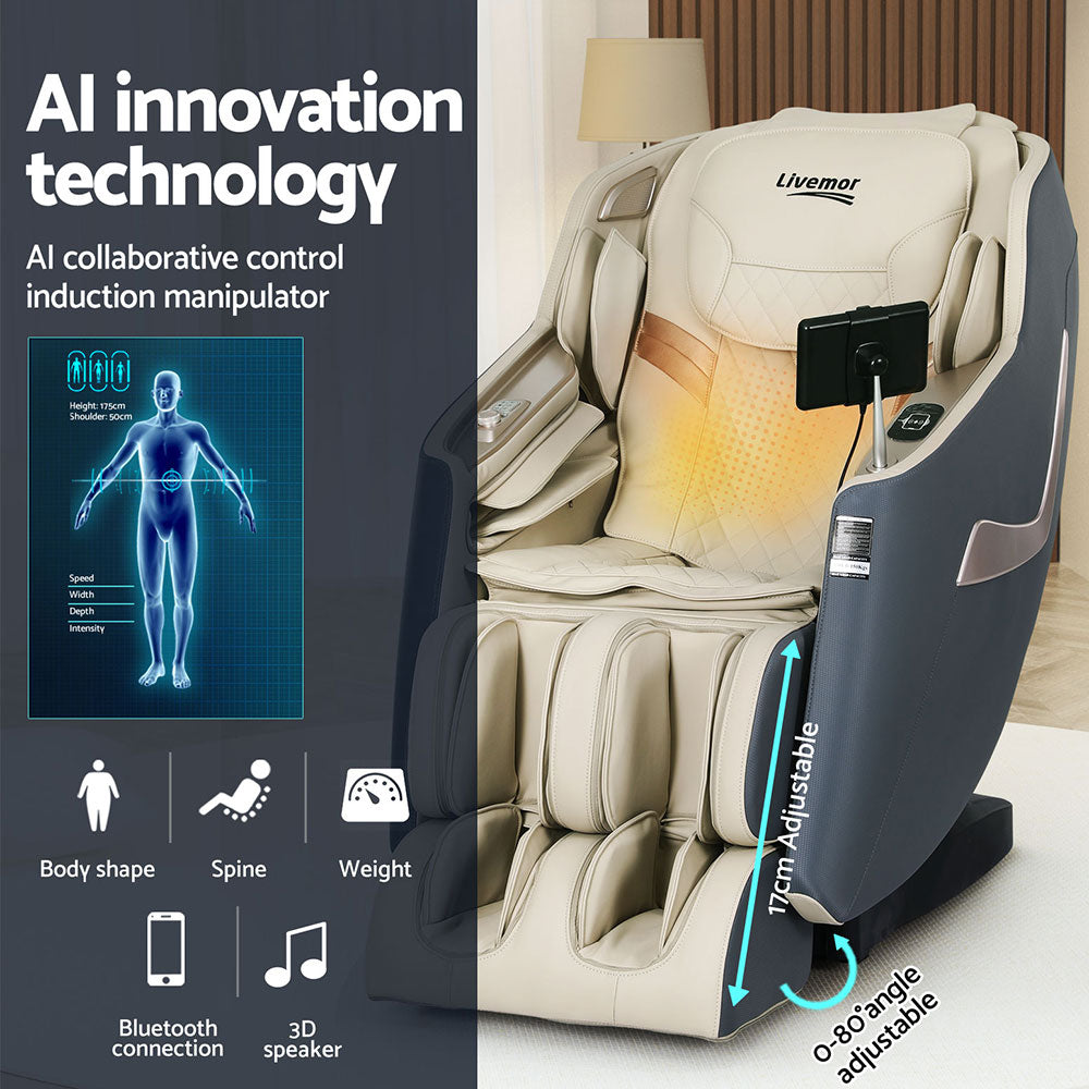 Livemor Massage Chair Electric Recliner Home Massager 3D Opal - TRENDZ